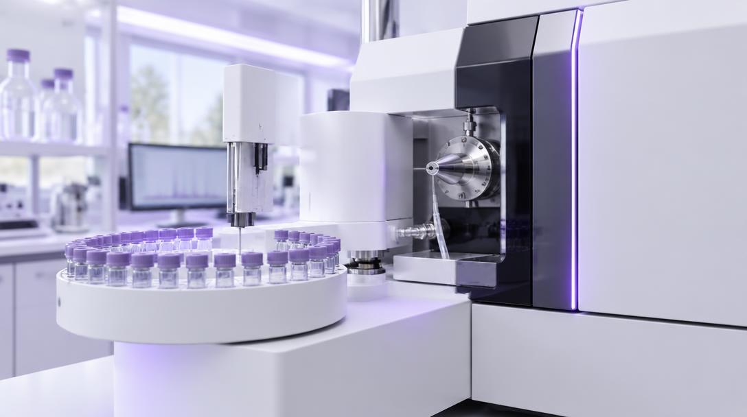 ICP-MS mass spectrometer with an autosampler vial tray